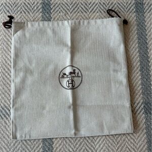 Beige Hermes Drawstring Dust Bag
